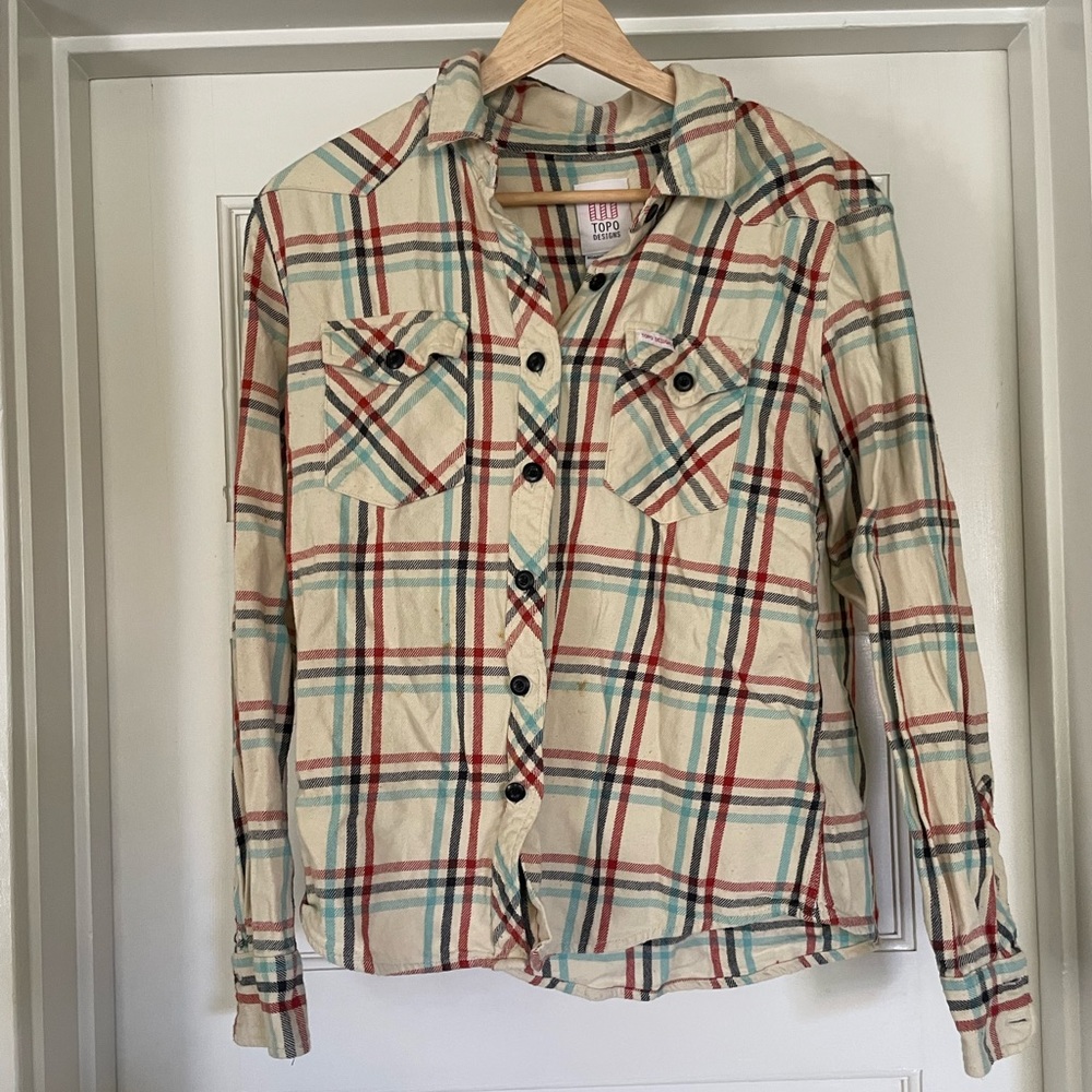 topo designs mountain plaid flannel shirt size l